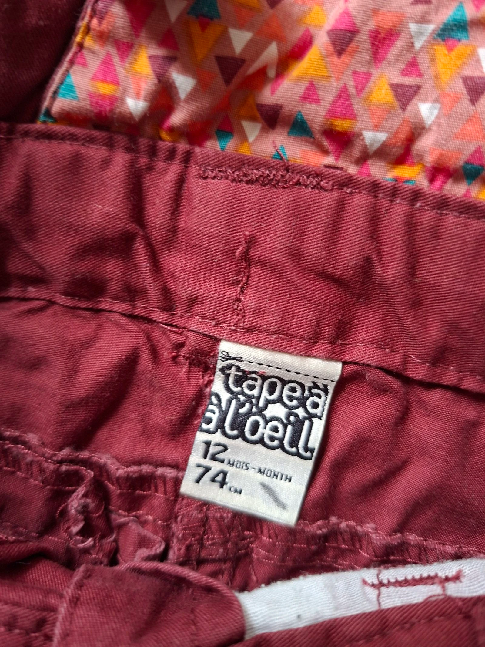 Short com suspensórios Tape à l’oeil 12 meses 74 cm bordô algodão bordado para menina – photo 5